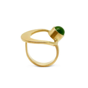guldring med grøn jade
