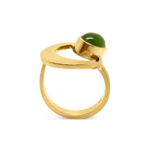 ring med guld og grøn jade