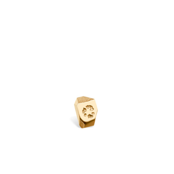 enkel ørering i 14 karat guld med symbol for genbrug
